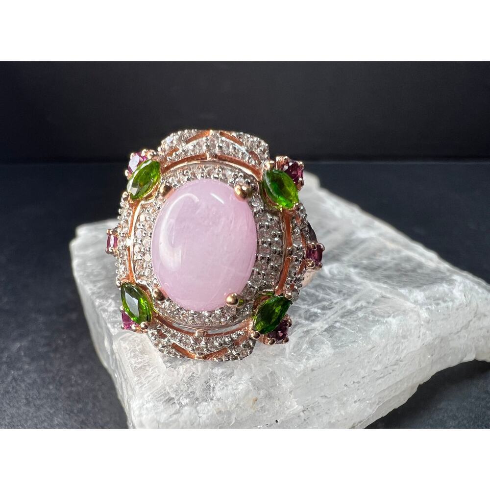 NEW with tag Kunzite Chrome Diopside Garnet Zircon 925 Rose Gold Ring Sz 7